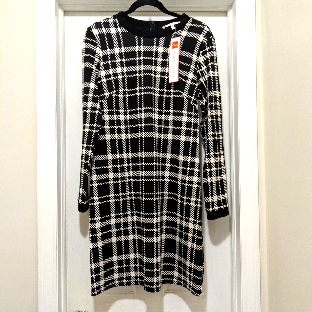 Black and white plaid print dress